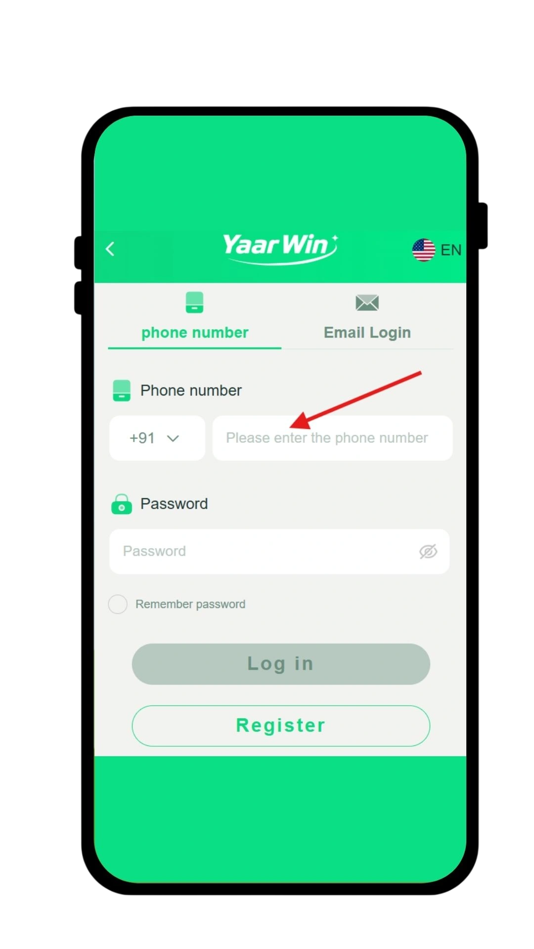 Enter your registered mobile number